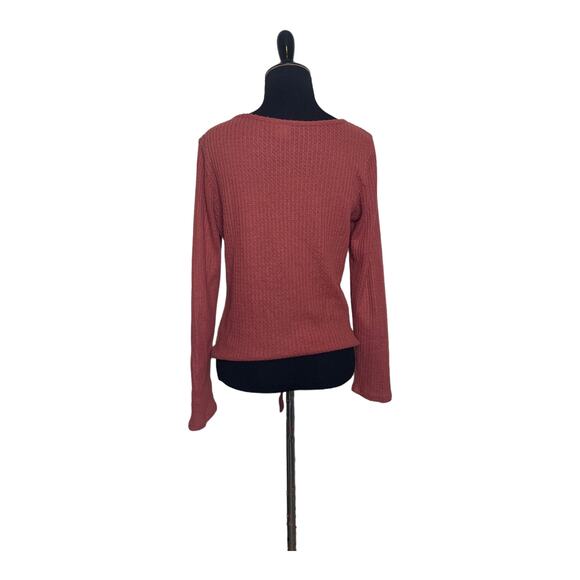 Paper Crane rusty orange long sleeves pumpkin front knot top size small - Picture 6 of 11